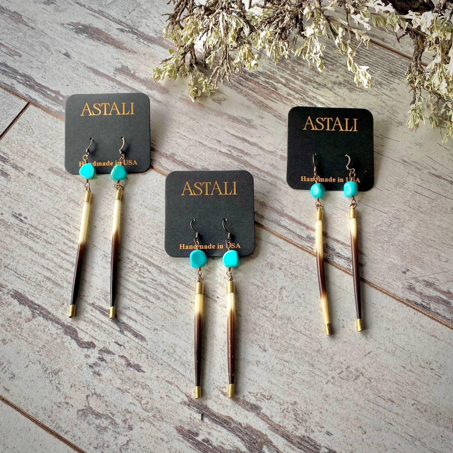 Porcupine Quill & Turquoise Earrings – Fierce Truth by Astali