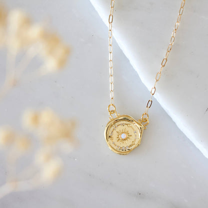 Opal Celestial Coin Necklace 