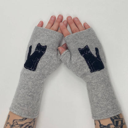 Fingerless Cashmere Gloves - Cat