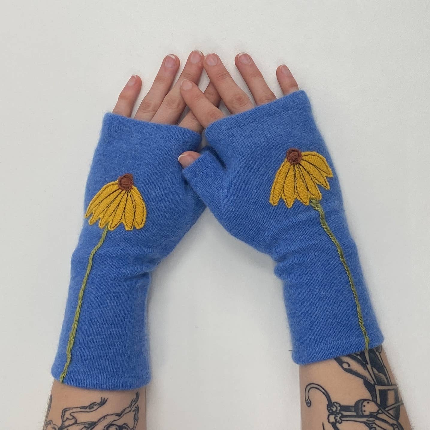 Fingerless Cashmere Gloves - Coneflower