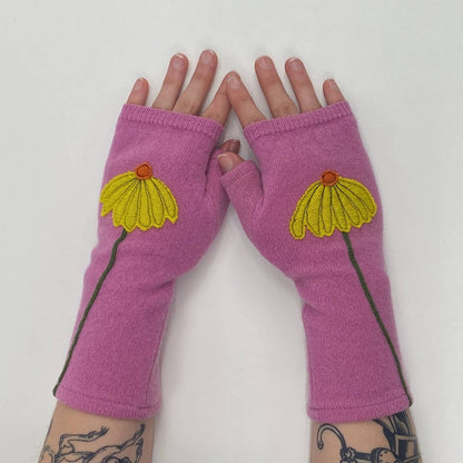 Fingerless Cashmere Gloves - Coneflower