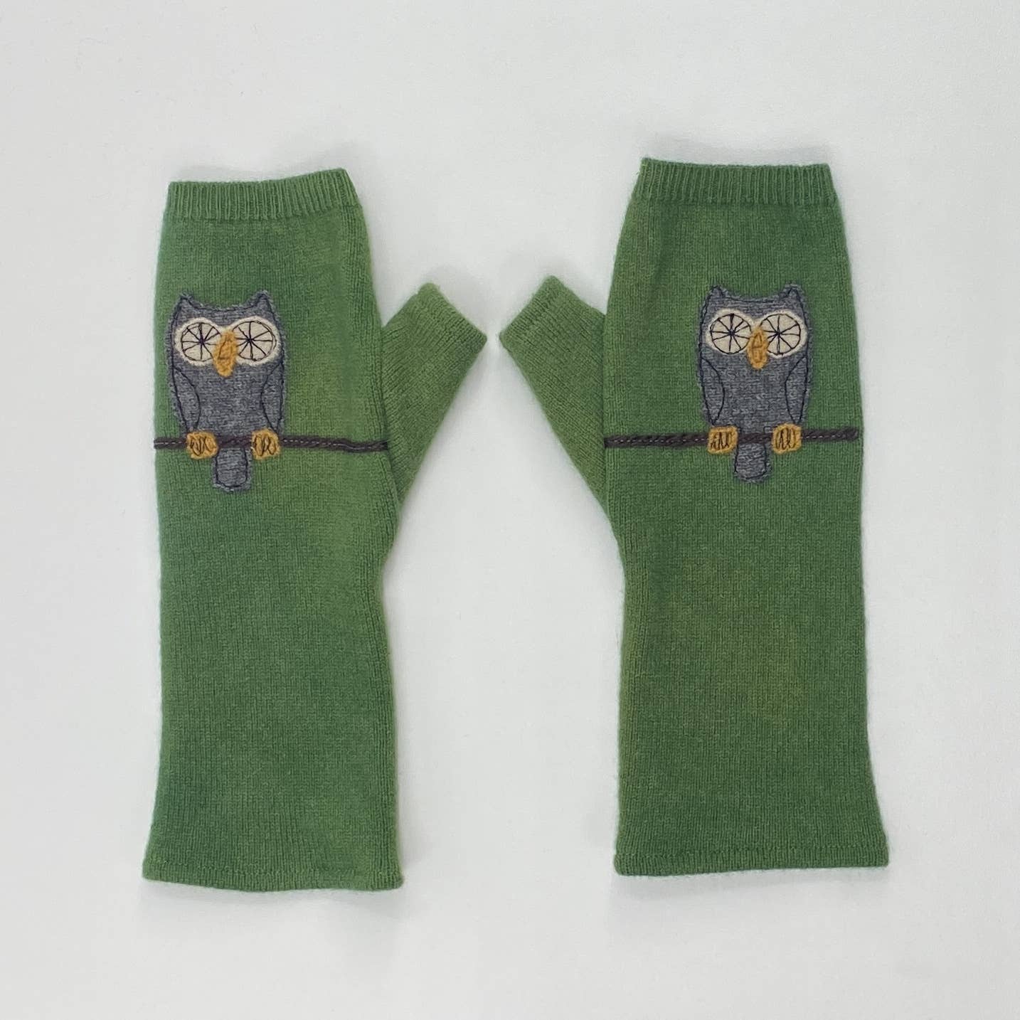 Fingerless Cashmere Gloves - Owl
