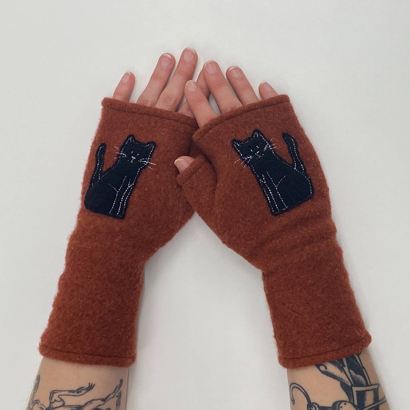 Fingerless Cashmere Gloves - Cat