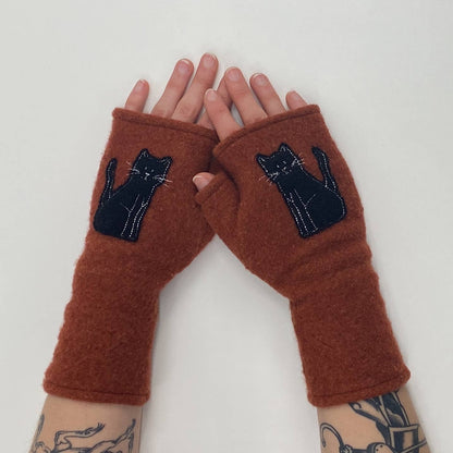 Fingerless Cashmere Gloves - Cat