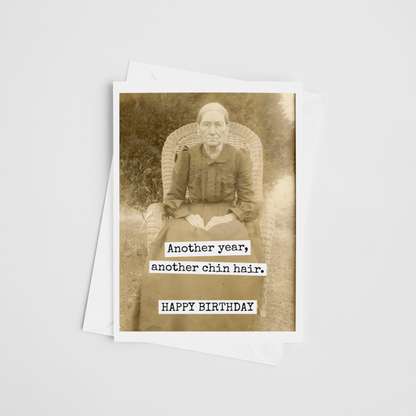 Raven's Rest Studio - Funny Birthday Card. Another Year, Another Chin Hair.