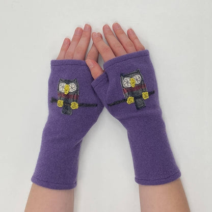 Fingerless Cashmere Gloves - Owl