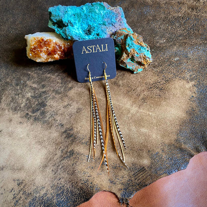 Mini Feather Earrings - Grizzly & Fawn/Gold