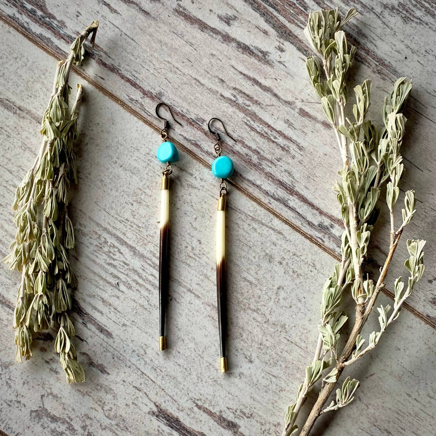 Porcupine Quill & Turquoise Earrings – Fierce Truth by Astali