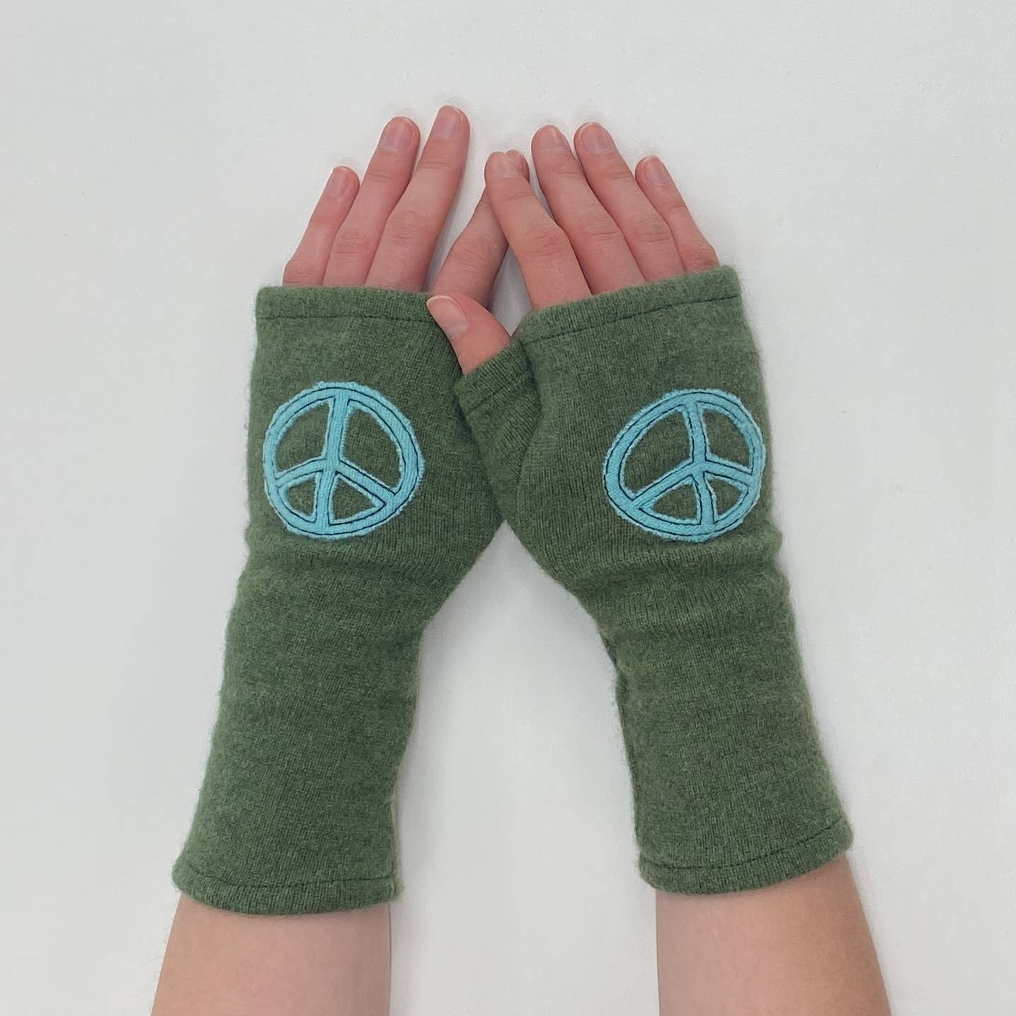 Fingerless Cashmere Gloves-Peace