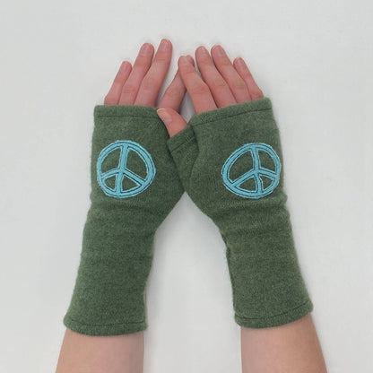 Fingerless Cashmere Gloves-Peace