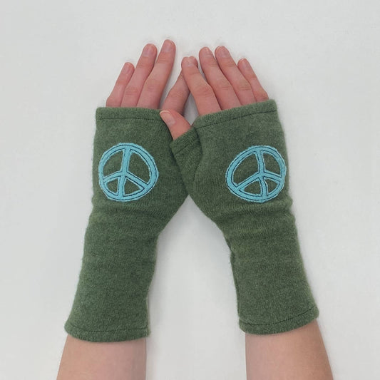 Fingerless Cashmere Gloves-Peace