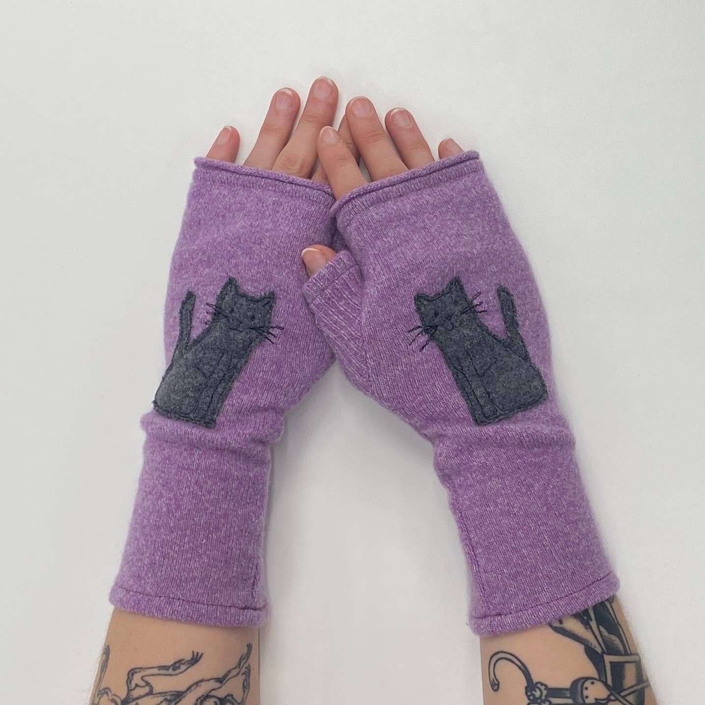 Fingerless Cashmere Gloves - Cat