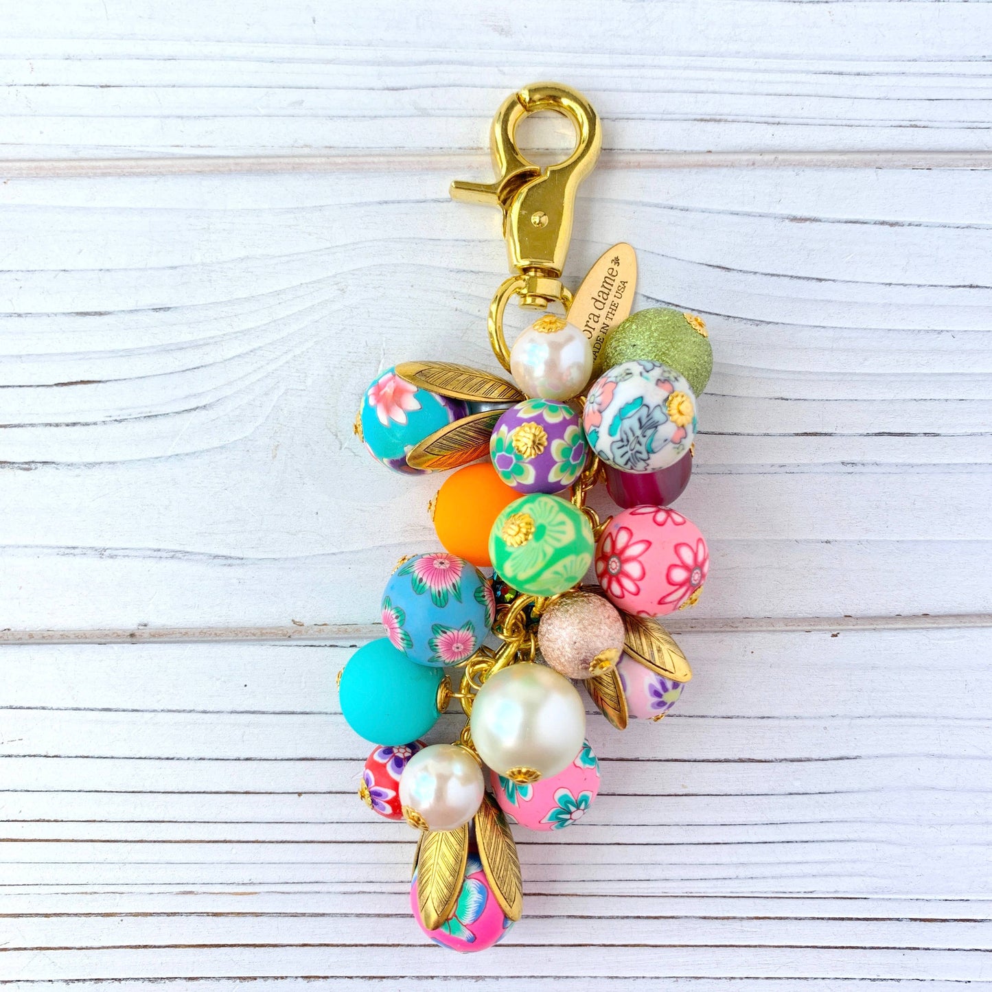 Lenora Dame - Bright Floral Purse Charm & Keychain