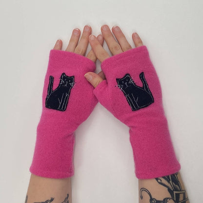 Fingerless Cashmere Gloves - Cat