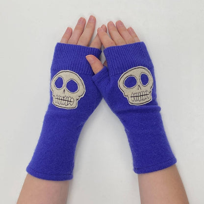 Fingerless Cashmere Gloves - Skull