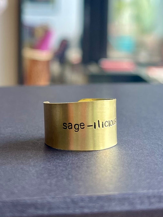 “Sage-ilicious” Hand Stamped Brass Ring