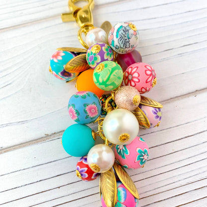 Lenora Dame - Bright Floral Purse Charm & Keychain