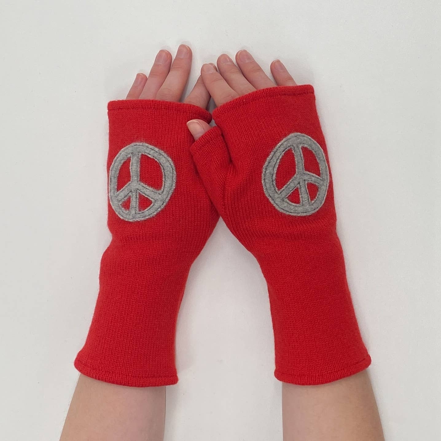 Fingerless Cashmere Gloves-Peace