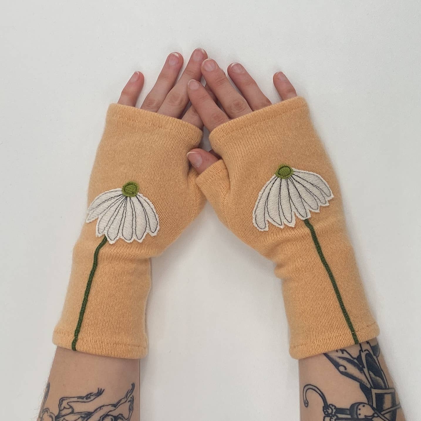 Fingerless Cashmere Gloves - Coneflower