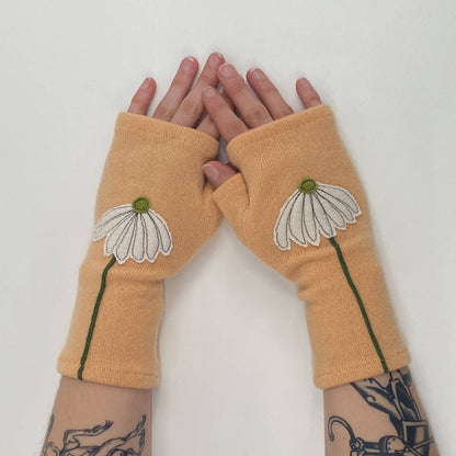 Fingerless Cashmere Gloves - Coneflower