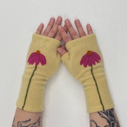 Fingerless Cashmere Gloves - Coneflower