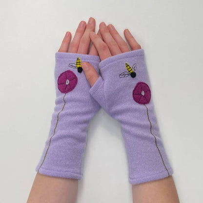 Fingerless Cashmere Gloves-Bee