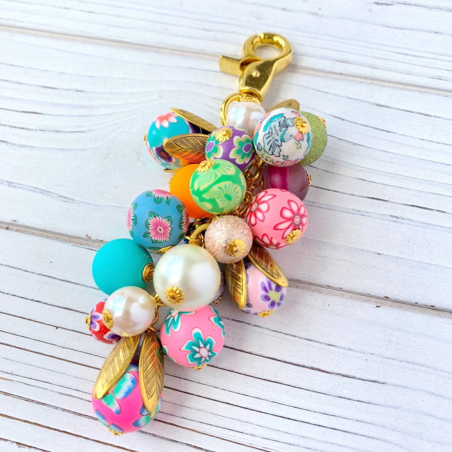 Lenora Dame - Bright Floral Purse Charm & Keychain