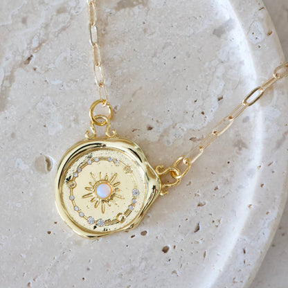 Opal Celestial Coin Necklace 