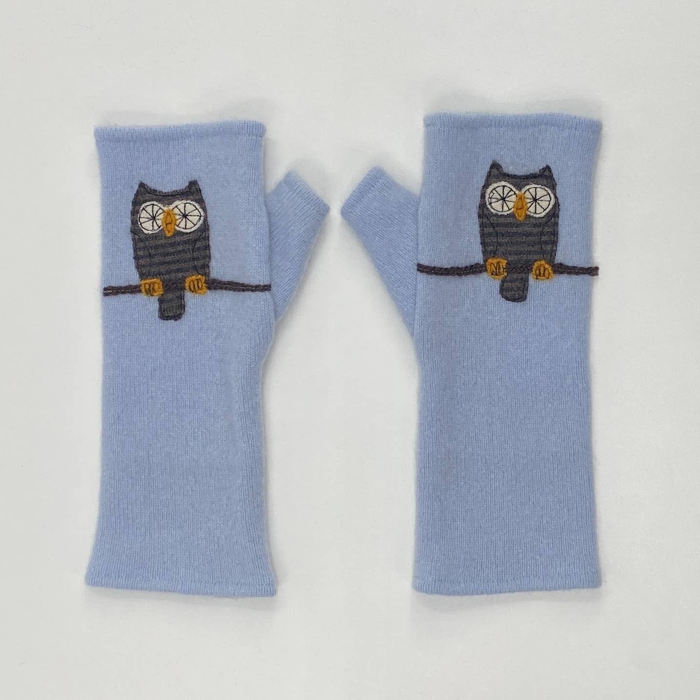 Fingerless Cashmere Gloves - Owl