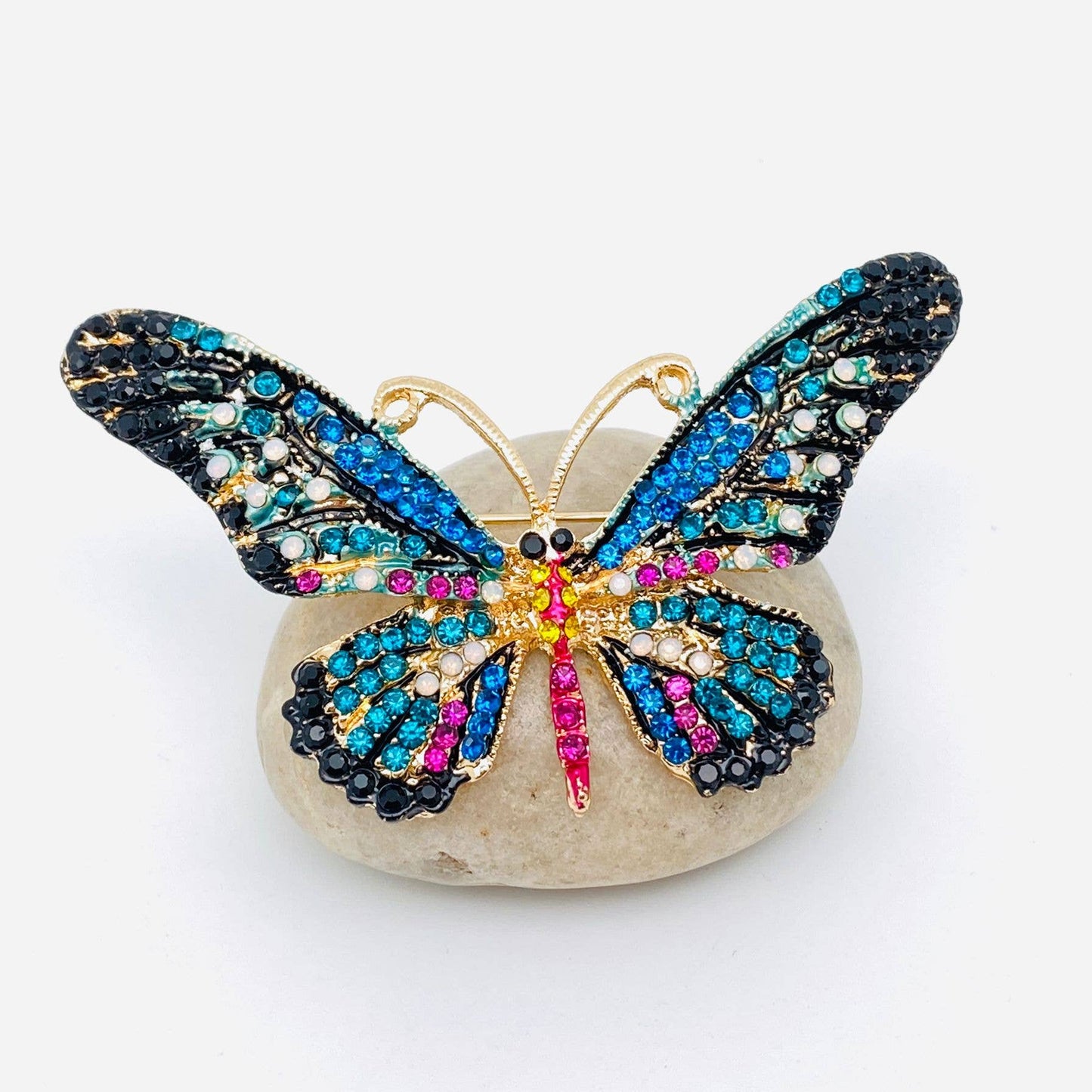 Colorful Rhinestone Enamel Butterfly Brooch