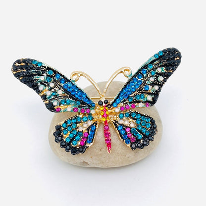 Colorful Rhinestone Enamel Butterfly Brooch