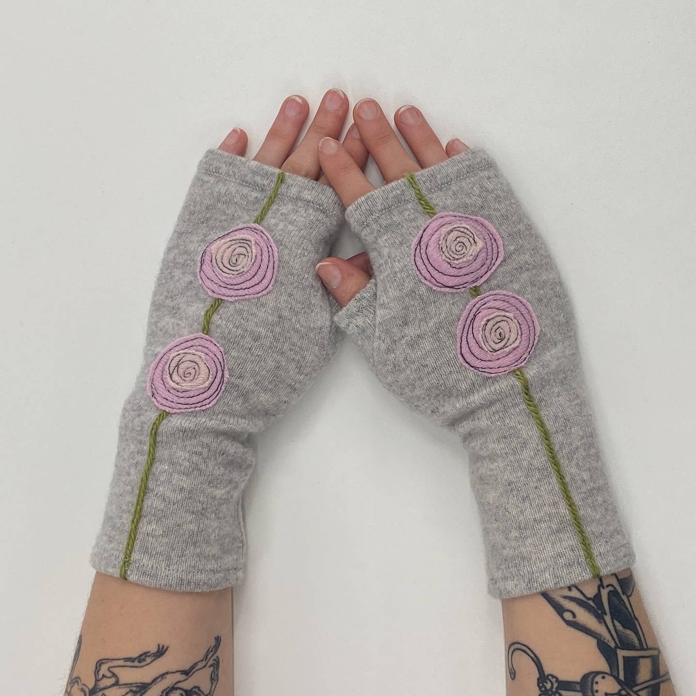 Fingerless Cashmere Gloves - Double Blooming Rose