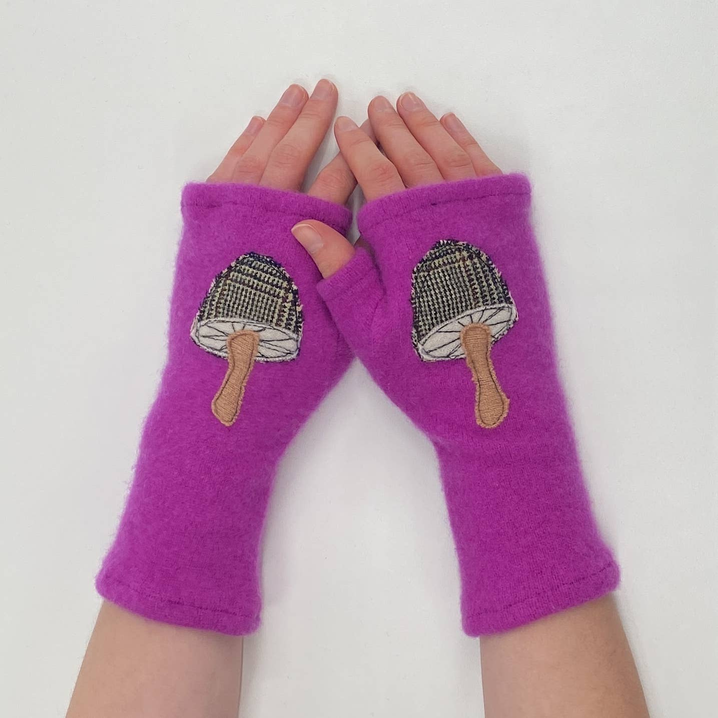 Fingerless Cashmere Gloves - Mushroom
