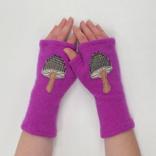 Fingerless Cashmere Gloves - Mushroom