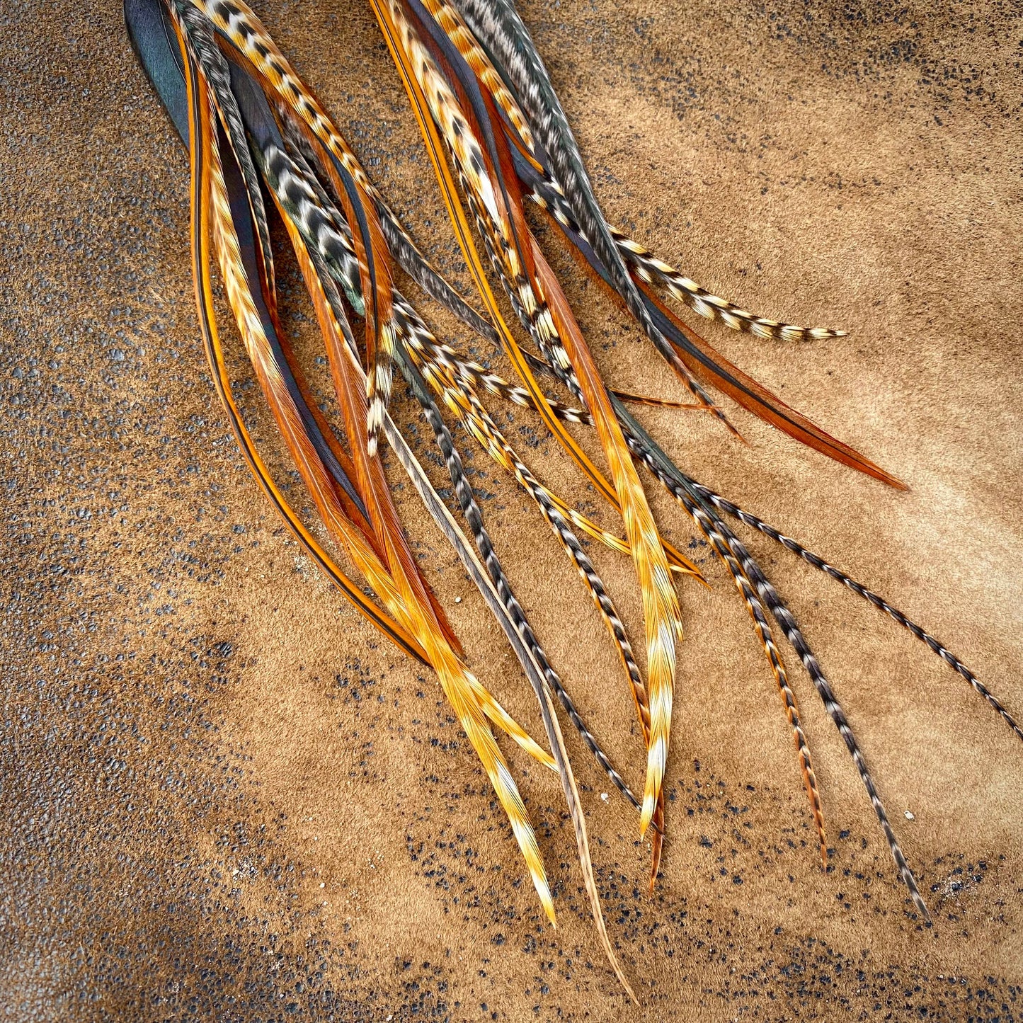Long Feather & Cone Earrings – Cree Mix/Gold by ASTALI