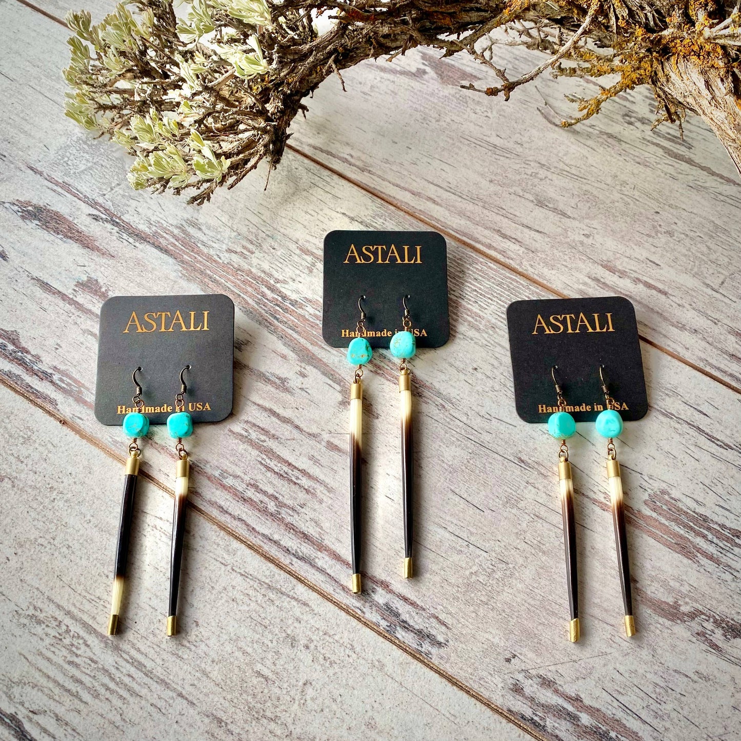 Porcupine Quill & Turquoise Earrings – Fierce Truth by Astali