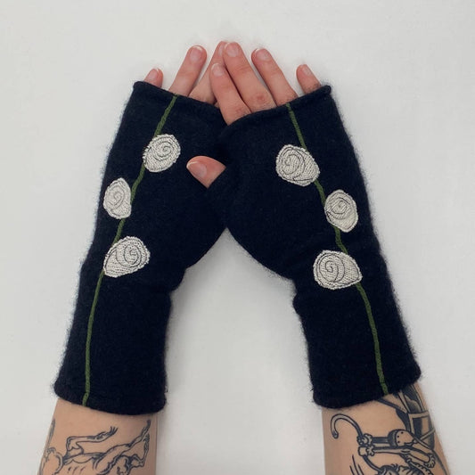 Fingerless Cashmere Gloves-Rosebud