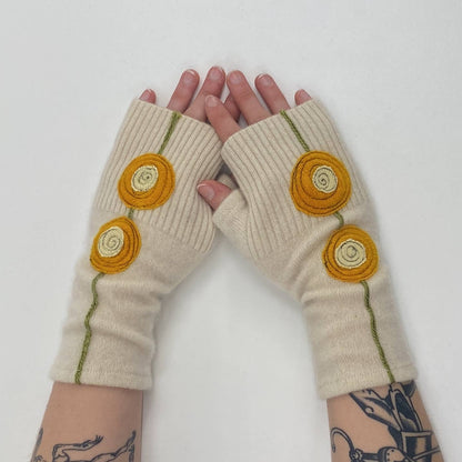 Fingerless Cashmere Gloves - Double Blooming Rose