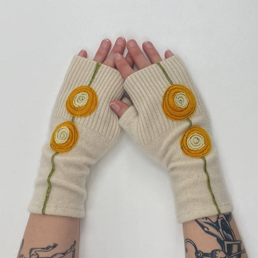 Fingerless Cashmere Gloves - Double Blooming Rose